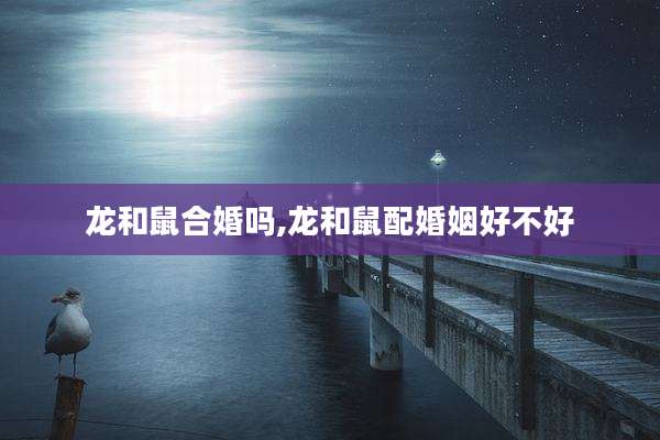 龙和鼠合婚吗,龙和鼠配婚姻好不好