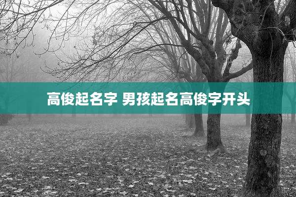 高俊起名字 男孩起名高俊字开头