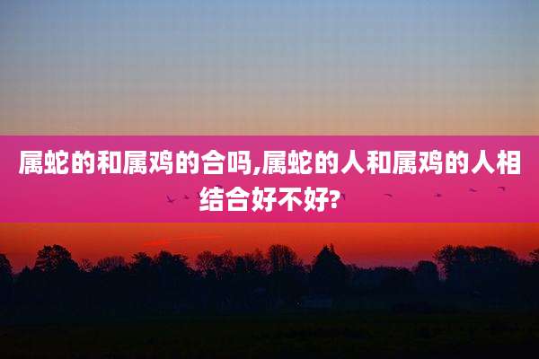 属蛇的和属鸡的合吗,属蛇的人和属鸡的人相结合好不好?