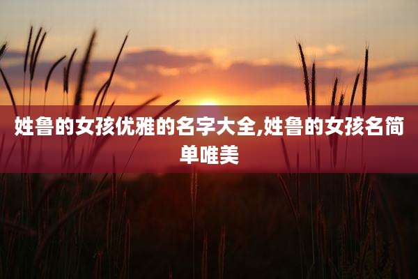 姓鲁的女孩优雅的名字大全,姓鲁的女孩名简单唯美