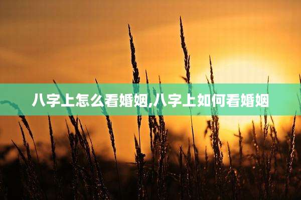 八字上怎么看婚姻,八字上如何看婚姻