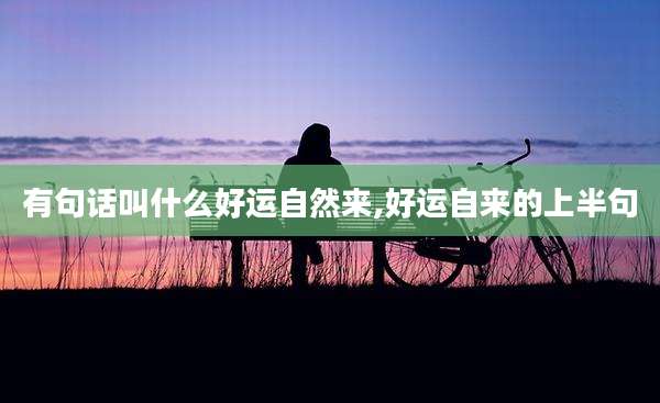 有句话叫什么好运自然来,好运自来的上半句