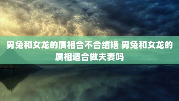 男兔和女龙的属相合不合结婚 男兔和女龙的属相适合做夫妻吗