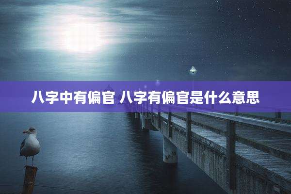 八字中有偏官 八字有偏官是什么意思