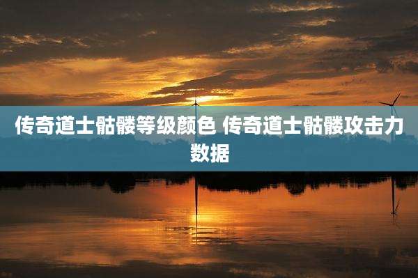 传奇道士骷髅等级颜色 传奇道士骷髅攻击力数据