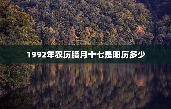 1992年农历腊月十七是阳历多少