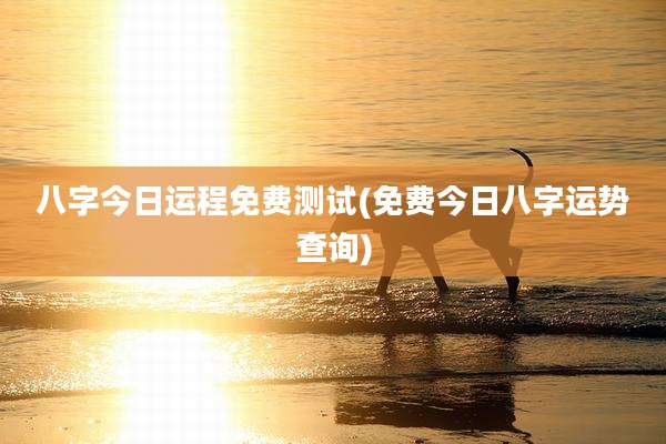八字今日运程免费测试(免费今日八字运势查询)