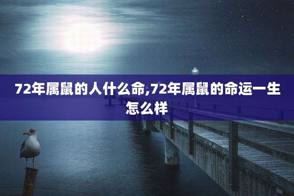 72年属鼠的人什么命,72年属鼠的命运一生怎么样
