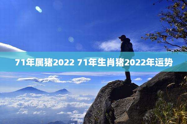 71年属猪2022 71年生肖猪2022年运势