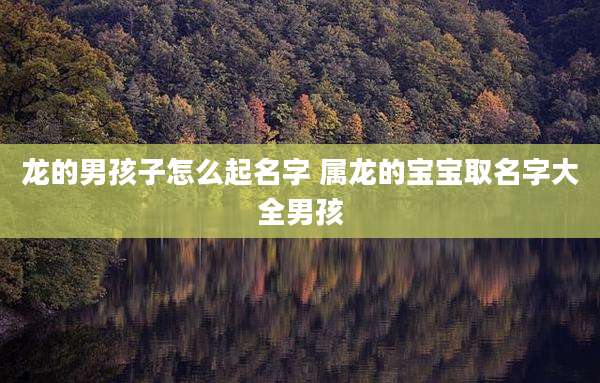 龙的男孩子怎么起名字 属龙的宝宝取名字大全男孩