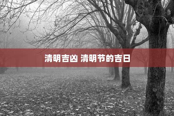 清明吉凶 清明节的吉日