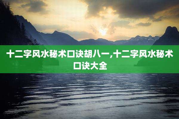 十二字风水秘术口诀胡八一,十二字风水秘术口诀大全