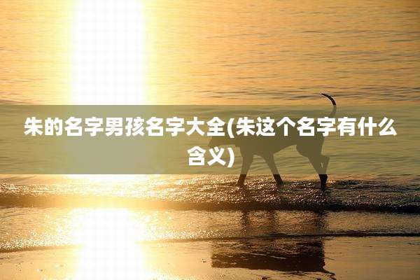 朱的名字男孩名字大全(朱这个名字有什么含义)