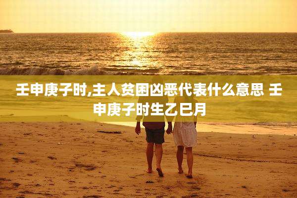 壬申庚子时,主人贫困凶恶代表什么意思 壬申庚子时生乙巳月