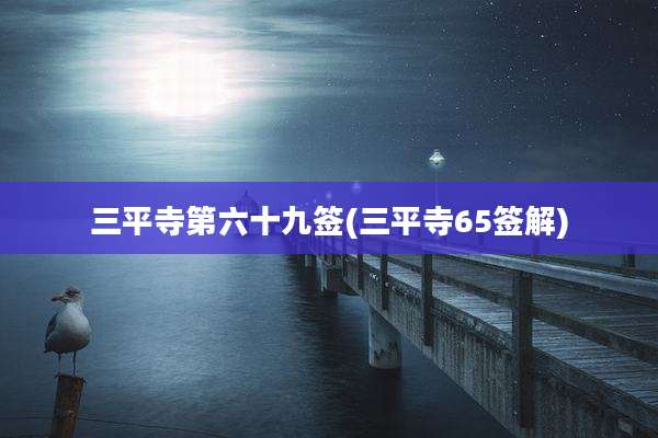 三平寺第六十九签(三平寺65签解)