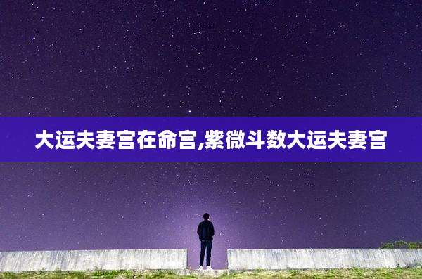 大运夫妻宫在命宫,紫微斗数大运夫妻宫