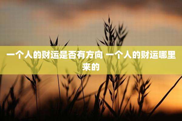 一个人的财运是否有方向 一个人的财运哪里来的