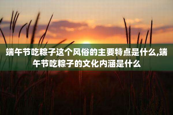 端午节吃粽子这个风俗的主要特点是什么,端午节吃粽子的文化内涵是什么