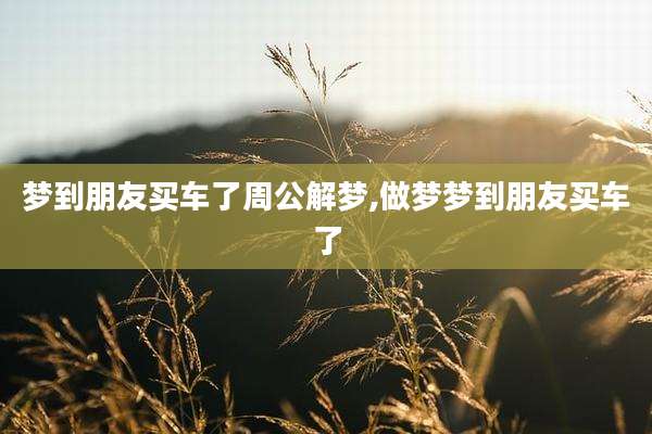 梦到朋友买车了周公解梦,做梦梦到朋友买车了