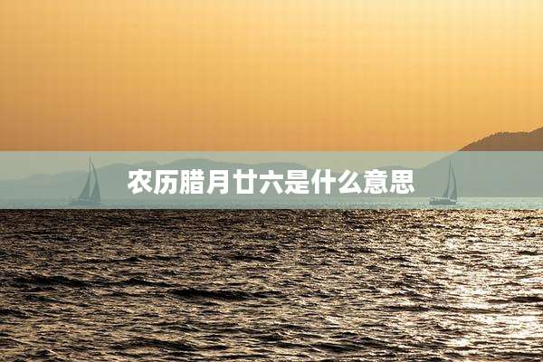 农历腊月廿六是什么意思