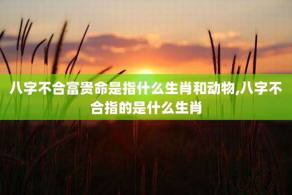 八字不合富贵命是指什么生肖和动物,八字不合指的是什么生肖