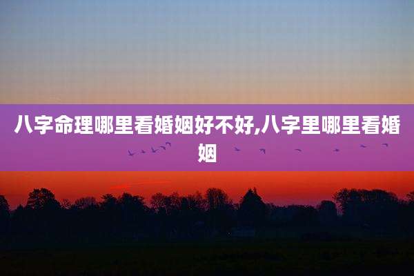 八字命理哪里看婚姻好不好,八字里哪里看婚姻