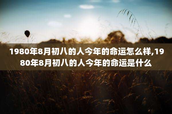 1980年8月初八的人今年的命运怎么样,1980年8月初八的人今年的命运是什么