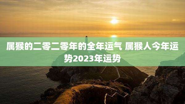 属猴的二零二零年的全年运气 属猴人今年运势2023年运势