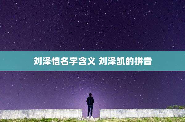 刘泽恺名字含义 刘泽凯的拼音