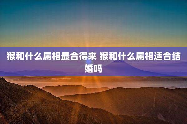 猴和什么属相最合得来 猴和什么属相适合结婚吗