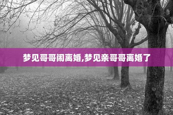梦见哥哥闹离婚,梦见亲哥哥离婚了