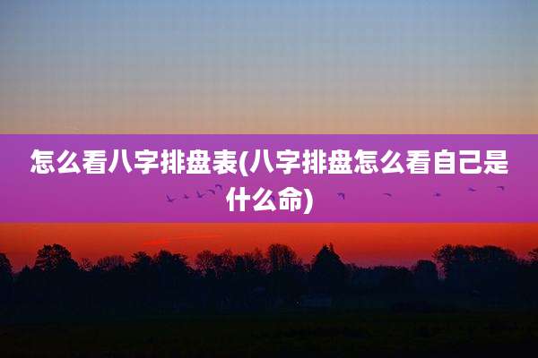 怎么看八字排盘表(八字排盘怎么看自己是什么命)