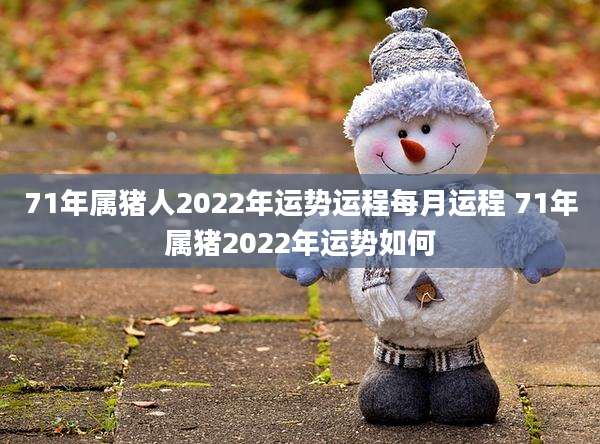 71年属猪人2022年运势运程每月运程 71年属猪2022年运势如何