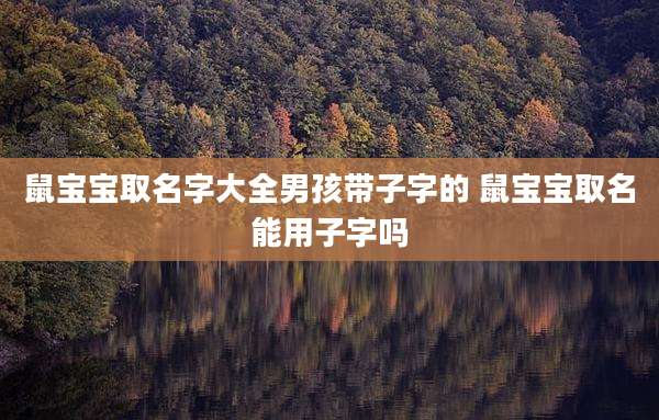 鼠宝宝取名字大全男孩带子字的 鼠宝宝取名能用子字吗