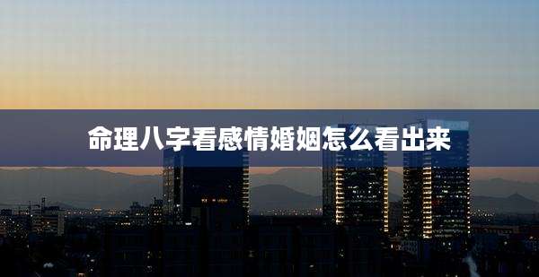 命理八字看感情婚姻怎么看出来