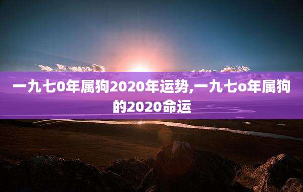 一九七0年属狗2020年运势,一九七o年属狗的2020命运