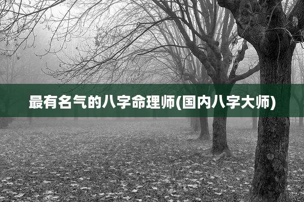 最有名气的八字命理师(国内八字大师)