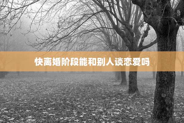 快离婚阶段能和别人谈恋爱吗