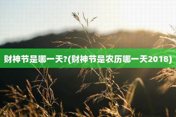 财神节是哪一天?(财神节是农历哪一天2018)