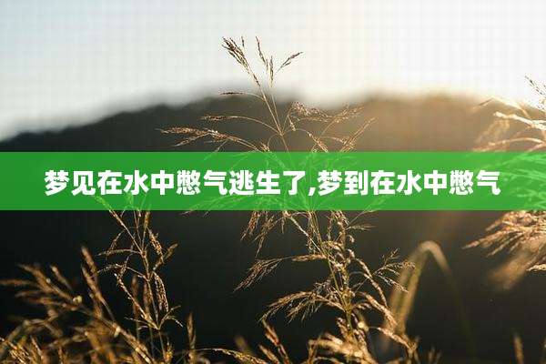 梦见在水中憋气逃生了,梦到在水中憋气