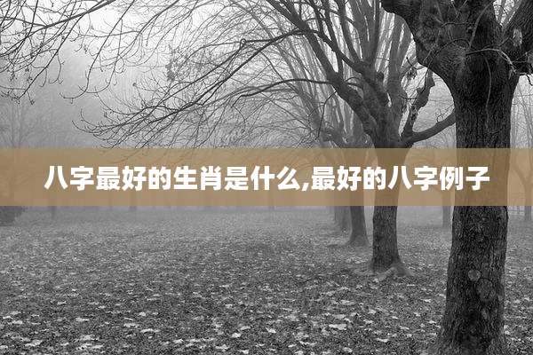 八字最好的生肖是什么,最好的八字例子