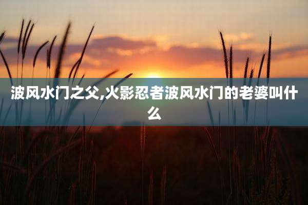 波风水门之父,火影忍者波风水门的老婆叫什么
