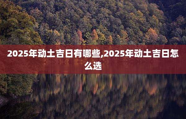 2025年动土吉日有哪些,2025年动土吉日怎么选