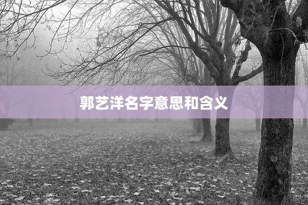 郭艺洋名字意思和含义