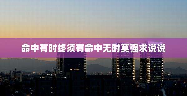 命中有时终须有命中无时莫强求说说