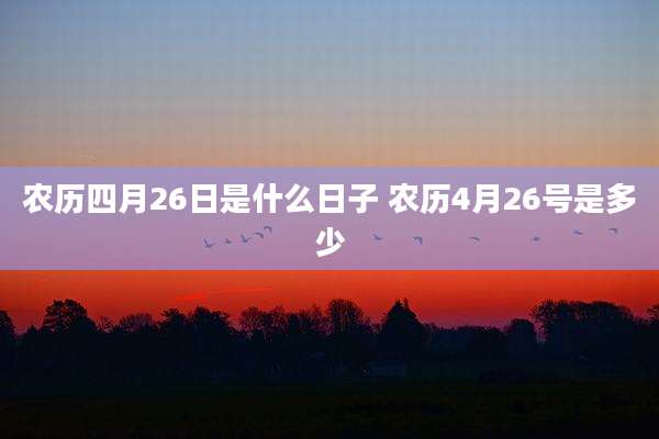 农历四月26日是什么日子 农历4月26号是多少