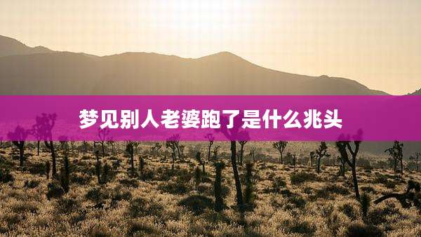 梦见别人老婆跑了是什么兆头