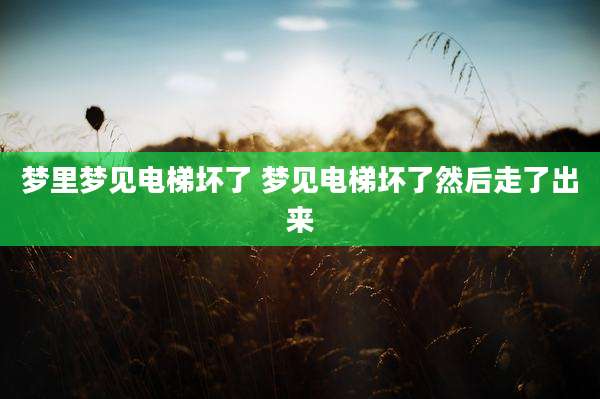 梦里梦见电梯坏了 梦见电梯坏了然后走了出来