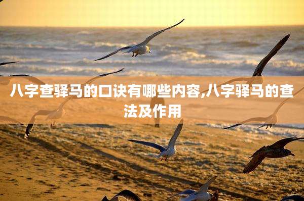 八字查驿马的口诀有哪些内容,八字驿马的查法及作用