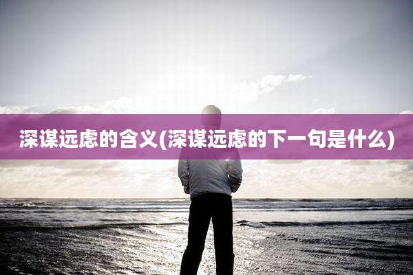 深谋远虑的含义(深谋远虑的下一句是什么)